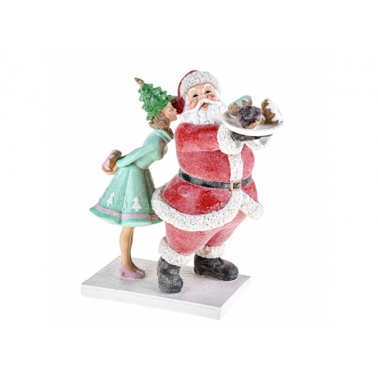 Statuetta in Resina con Bimba e Babbo Natale 25 cm