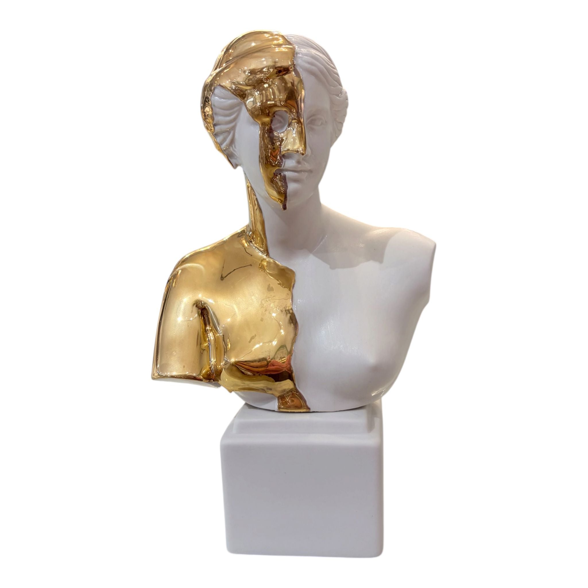 Busto Venere in Porcellana con Colata Oro 30 cm - Porcellane Sbordone