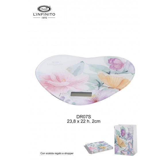 Bilancia Elettronica in Vetro con Design Floreale 23.8x22 cm - L'Infinito