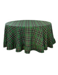 Tovaglia Tonda in Tartan Verde con Gala 180 cm - Blanc Maricló
