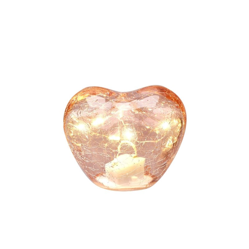 Lampada LED a Cuore in Vetro Effetto Crack Rosa 8 cm - Hervit