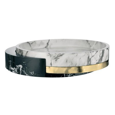 Centrotavola in Marmo Bicolore con Dettagli in Oro "Miami"