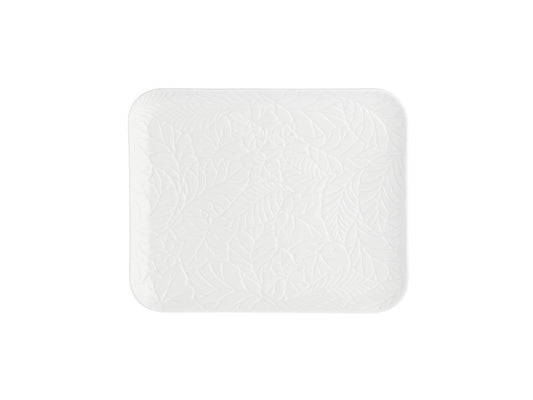 Vassoio Rettangolare con Decori Foglia in Rilievo 20x15 cm – La Porcellana Bianca