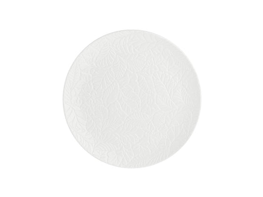 Vassoio Rotondo Ø34 cm con Decori Foglia in Rilievo – La Porcellana Bianca