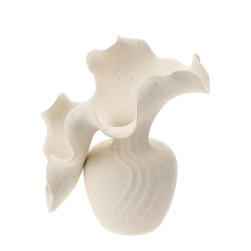 Vaso Wave in Ceramica ad Onda Avorio 23 h cm - Hervit