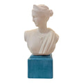 Busto di Diana in Porcellana Bianca con Base Azzurra 21 cm - Porcellane Sbordone