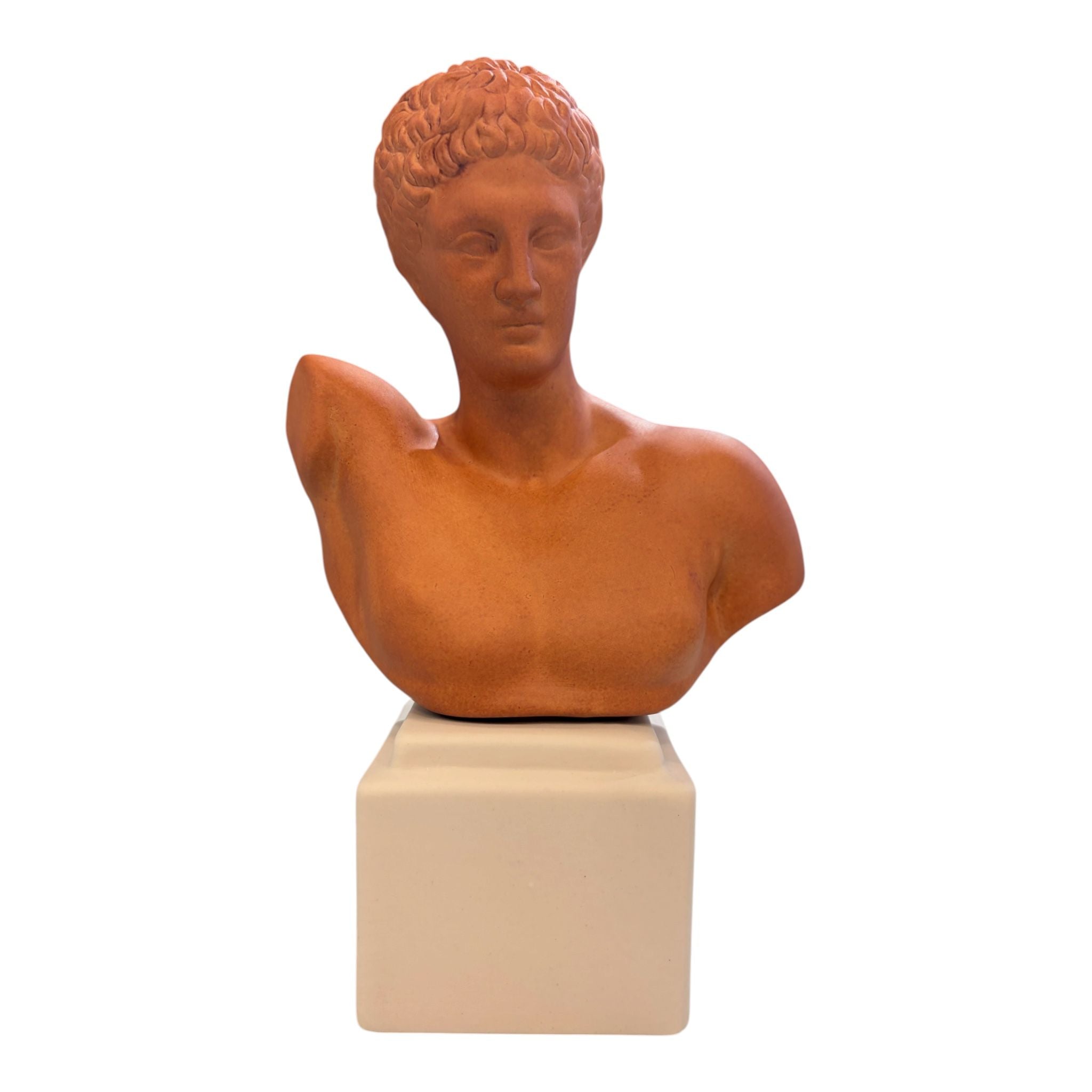 Busto di Ermes in Porcellana Arancio 21 h cm - Porcellane Sbordone