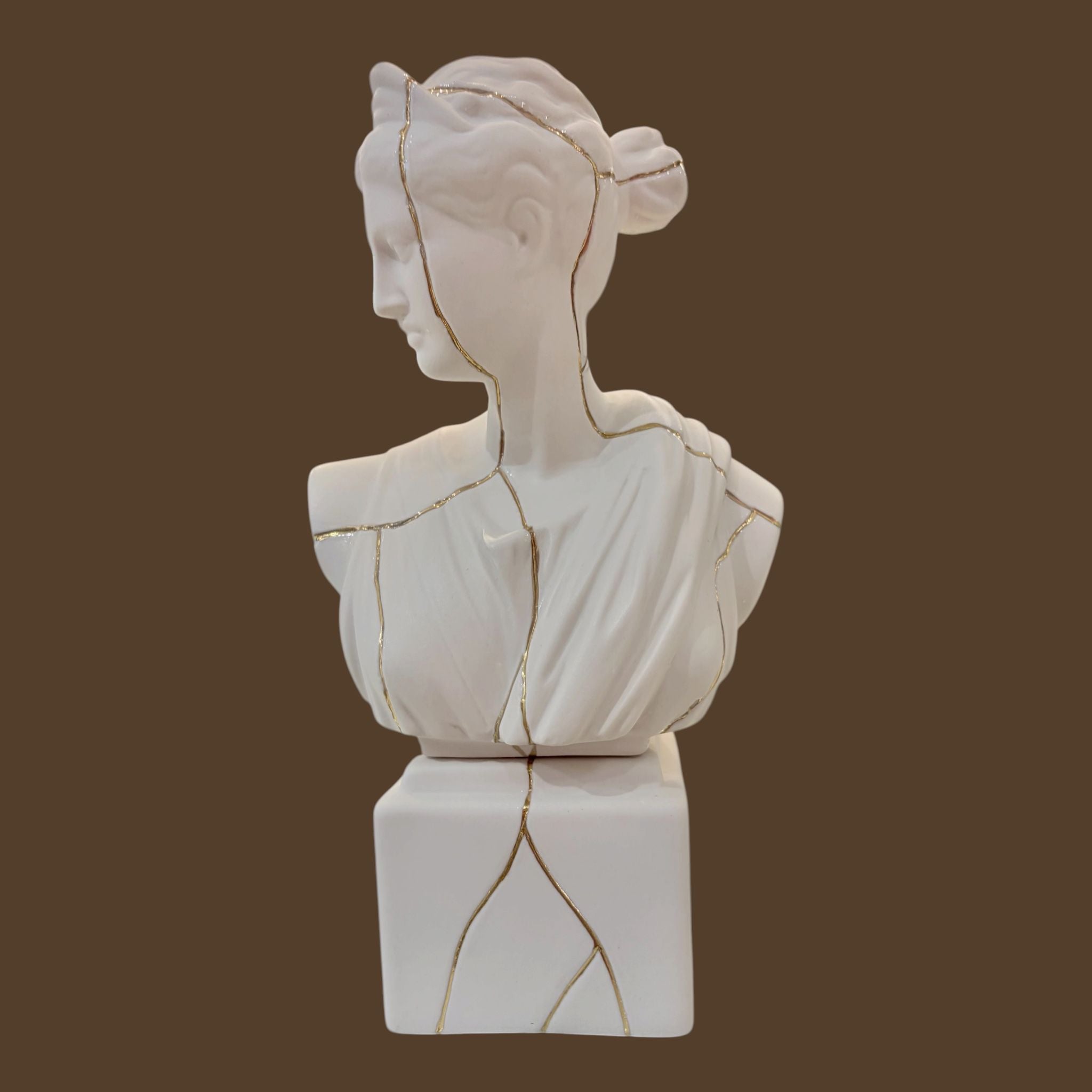 Busto di Diana in Porcellana con Crepe Oro 30 cm - Porcellane Sbordone