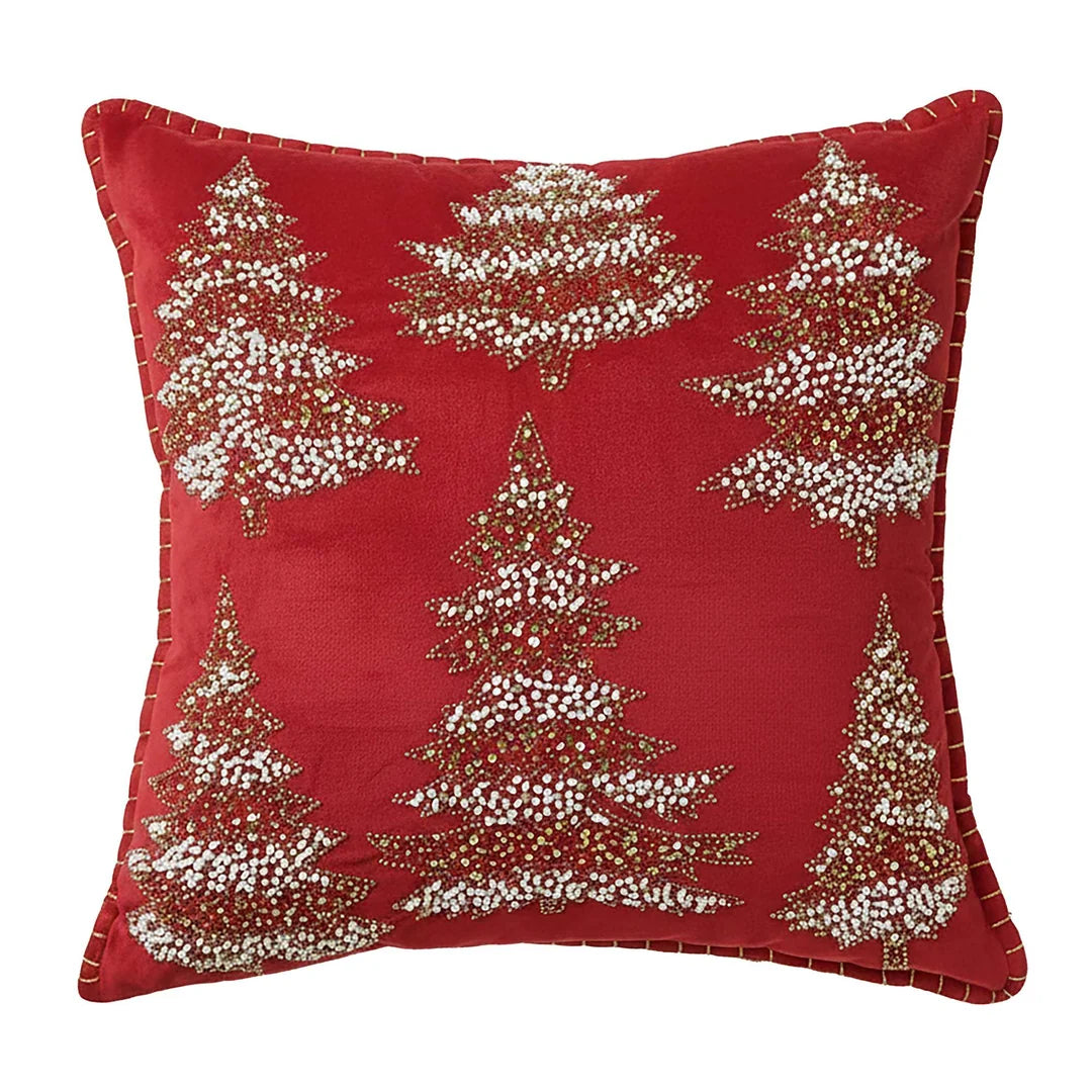 Cuscino in Cotone Rosso con Alberelli 50x50 cm - Blanc Mariclò