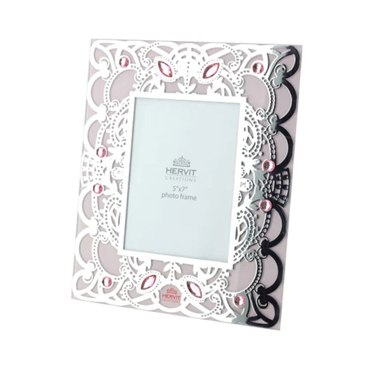Porta Foto in Vetro Rosa con Decorazioni 24x29 cm– Linea "Byzantium" di Hervit