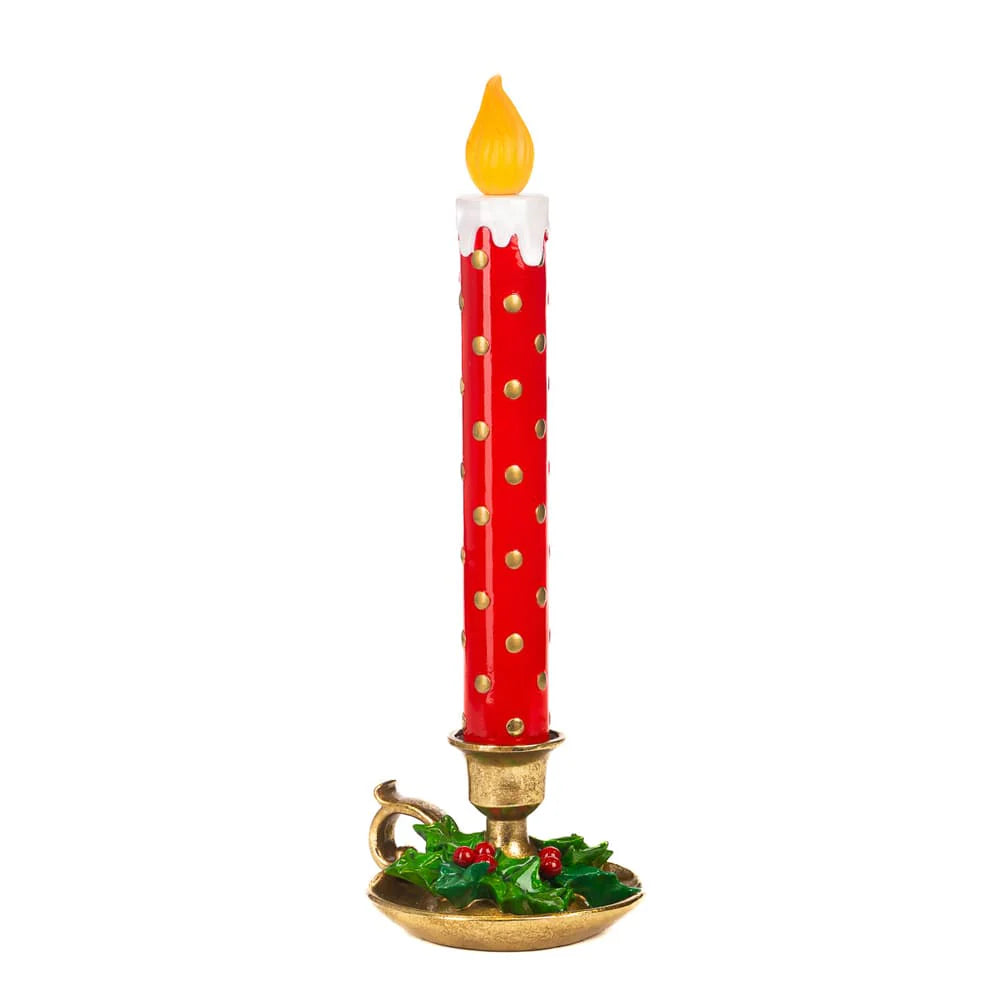 Candela LED con Portacandela Vintage Rosso e Oro 50.5 cm - Goodwill