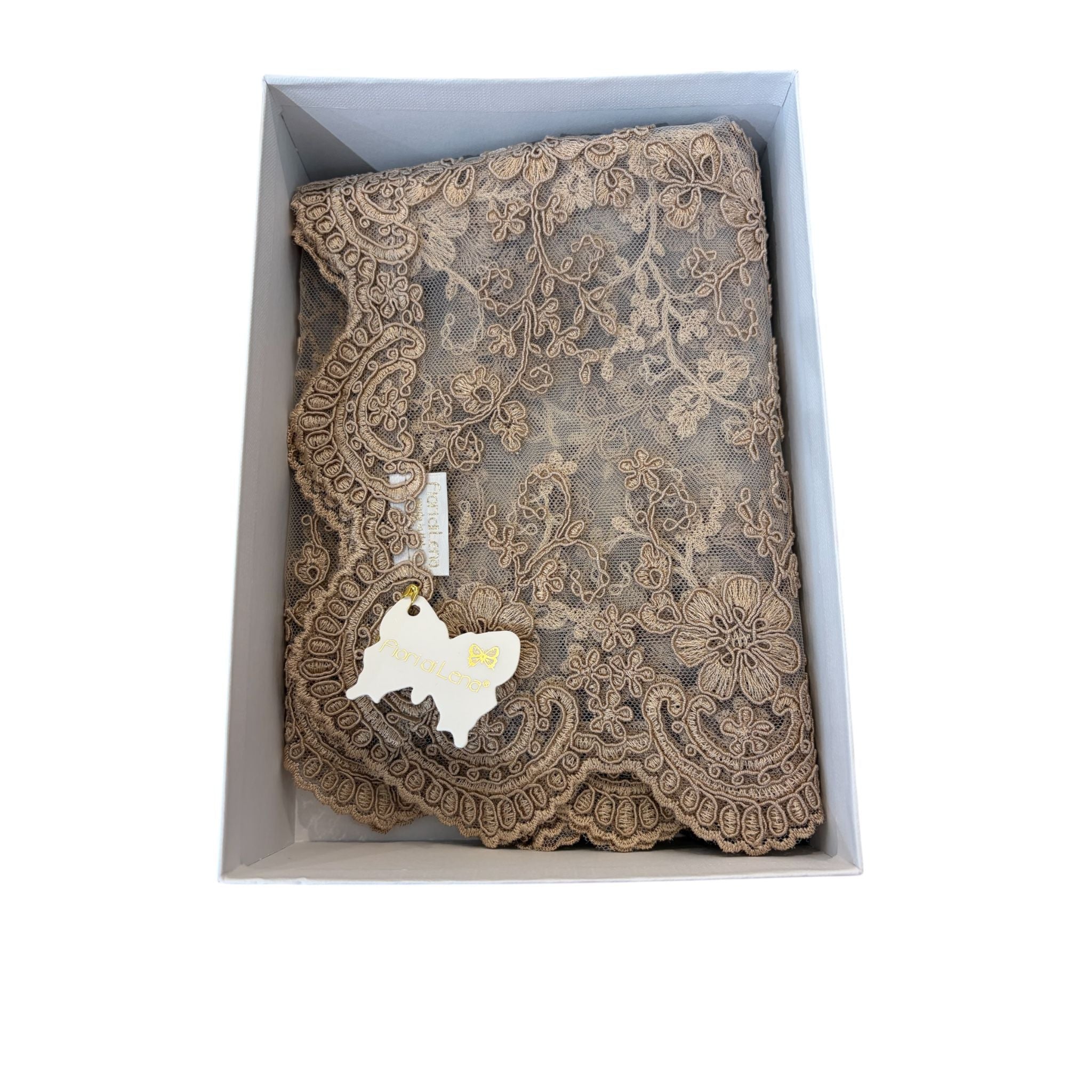 Runner in Pizzo con Decori Floreali Cioccolato 110x43 cm - Fiori di Lena