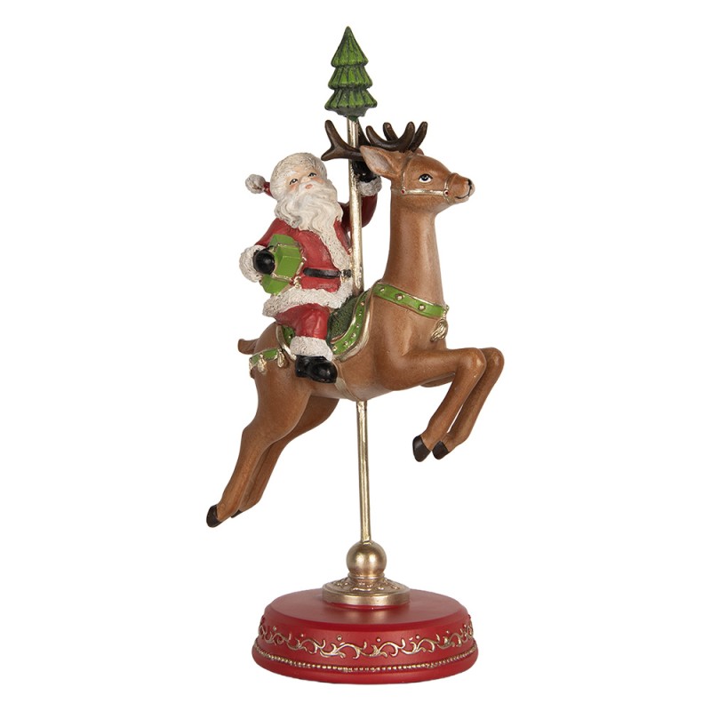 Statuetta di Babbo Natale in Resina su Renna 16x11x30 h cm - Clayre e Eef