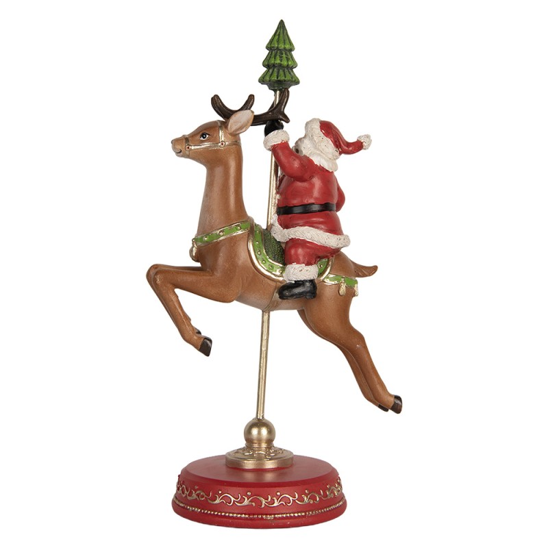Statuetta di Babbo Natale in Resina su Renna 16x11x30 h cm - Clayre e Eef