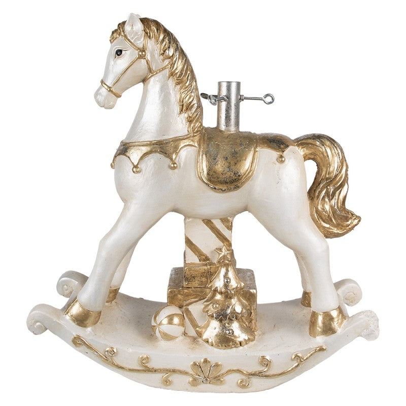 Supporto per Albero Cavalluccio a Dondolo Bianco e Oro 64 h cm- Clayre & Eef