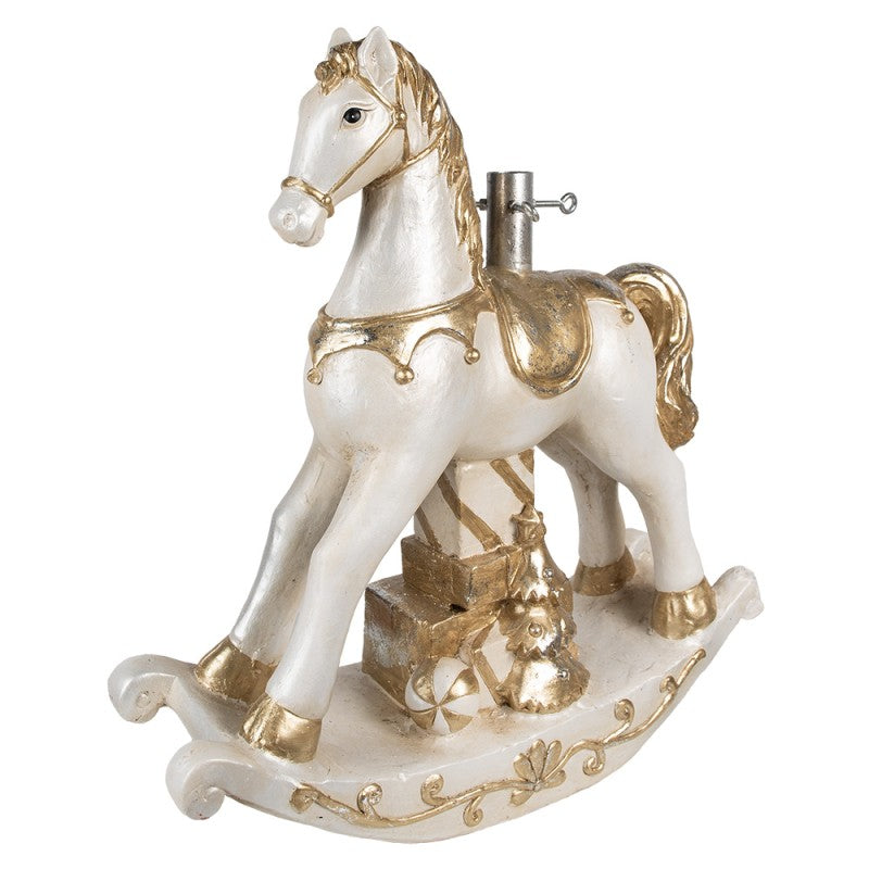 Supporto per Albero Cavalluccio a Dondolo Bianco e Oro 64 h cm- Clayre & Eef
