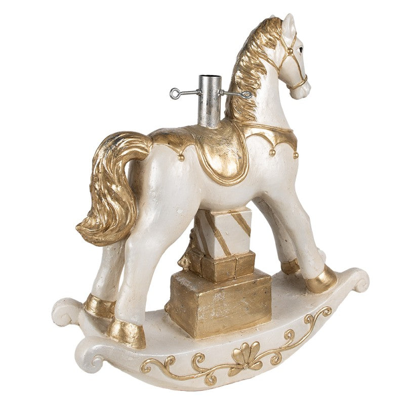 Supporto per Albero Cavalluccio a Dondolo Bianco e Oro 64 h cm- Clayre & Eef