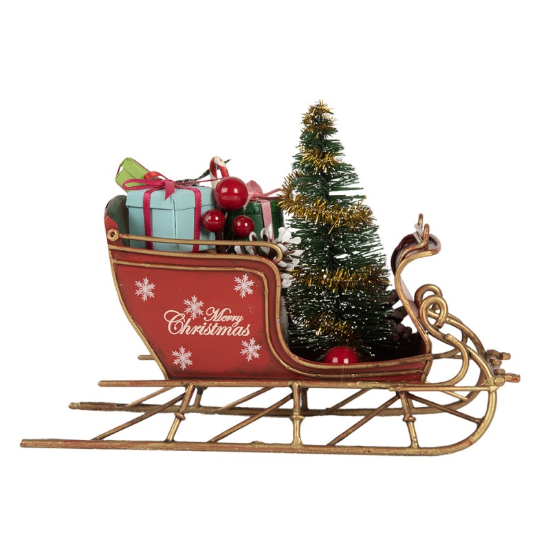 Slitta in Metallo con Dettagli Festivi 17x8x12 cm - Clayre e Eef