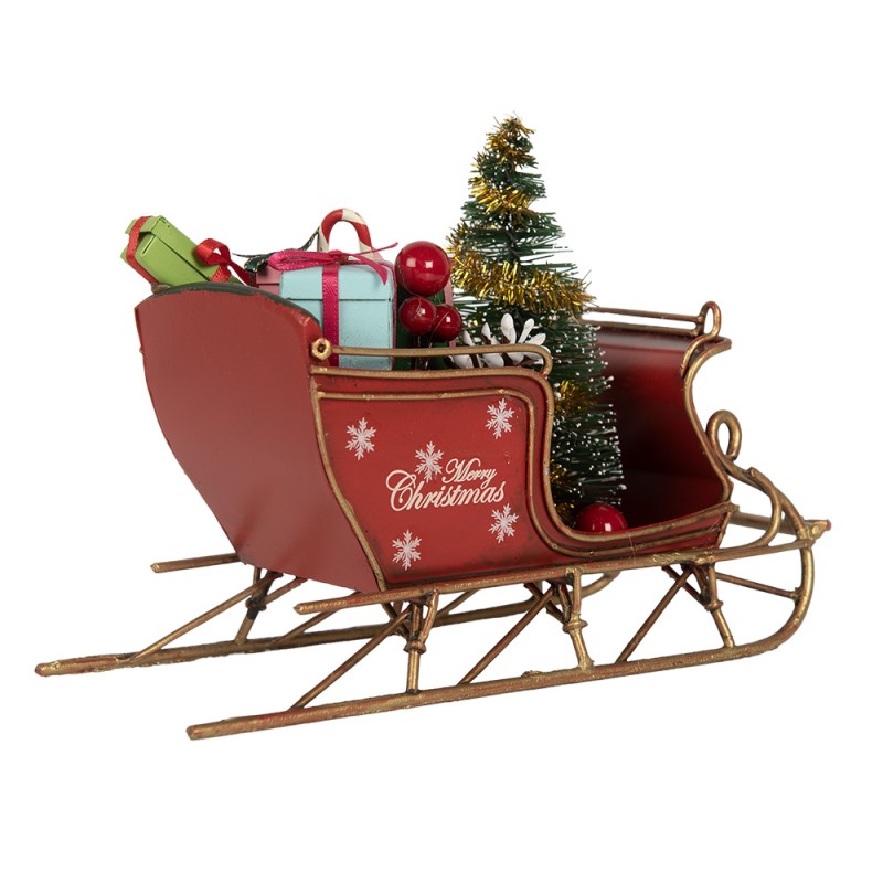 Slitta in Metallo con Dettagli Festivi 17x8x12 cm - Clayre e Eef