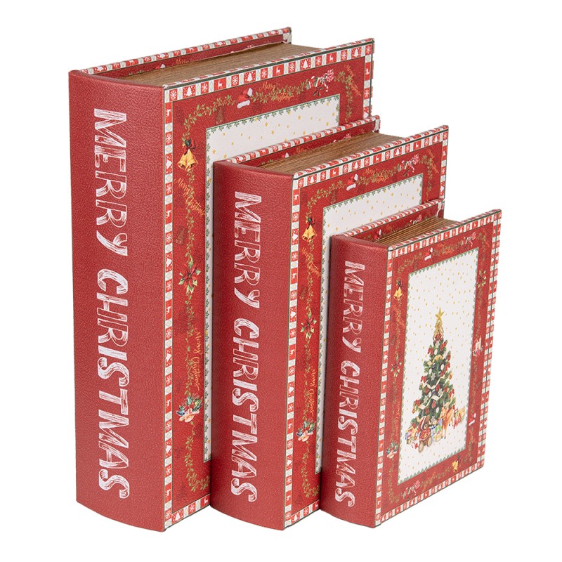 Set di 3 Libri Decorativi in MDF Rosso - Clayre e Eef