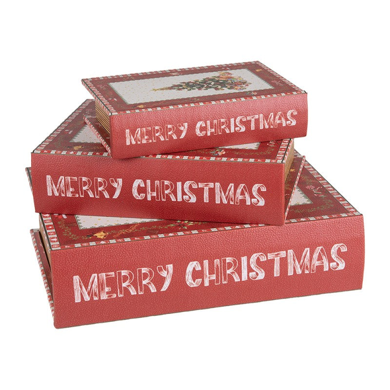 Set di 3 Libri Decorativi in MDF Rosso - Clayre e Eef