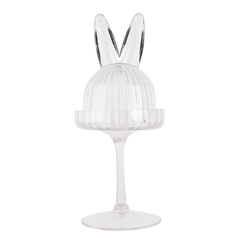 Alzata in Vetro con Coperchio a Coniglio 12x29 h cm - Clayre e Eef