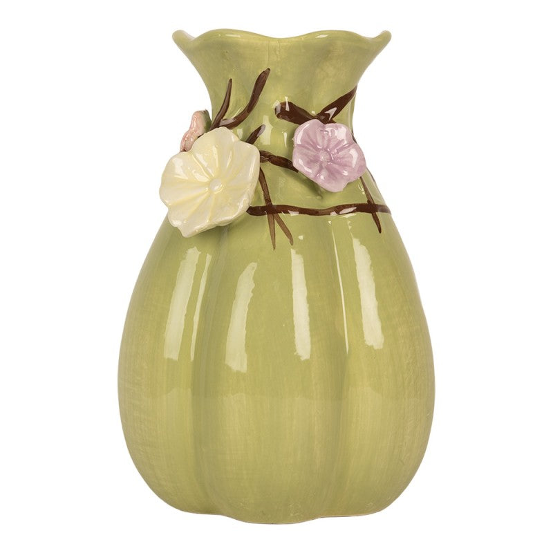 Vaso in Ceramica con Fiori in Rilievo 14x21 h cm - Clayre e Eef