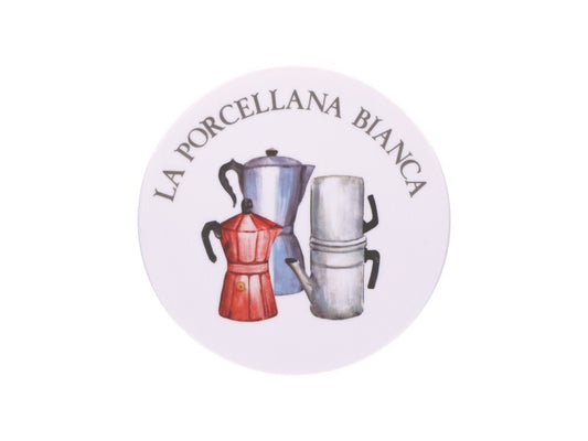 Sottopentola Decorativo Tondo Ø 18 cm con Motivo Caffettiere - La Porcellana Bianca