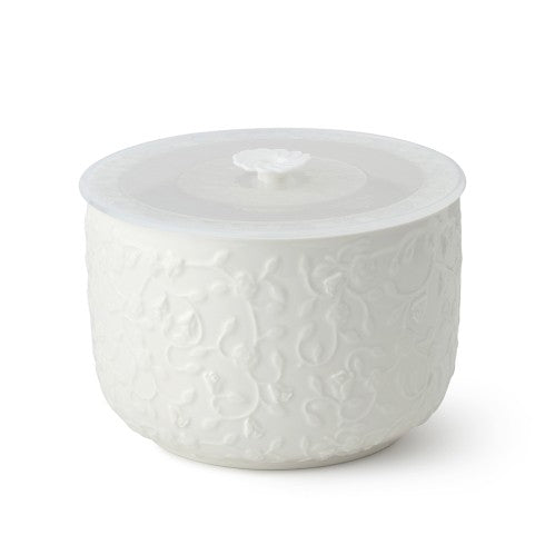 Contenitore in porcellana con coperchio "Romance" - Bianco