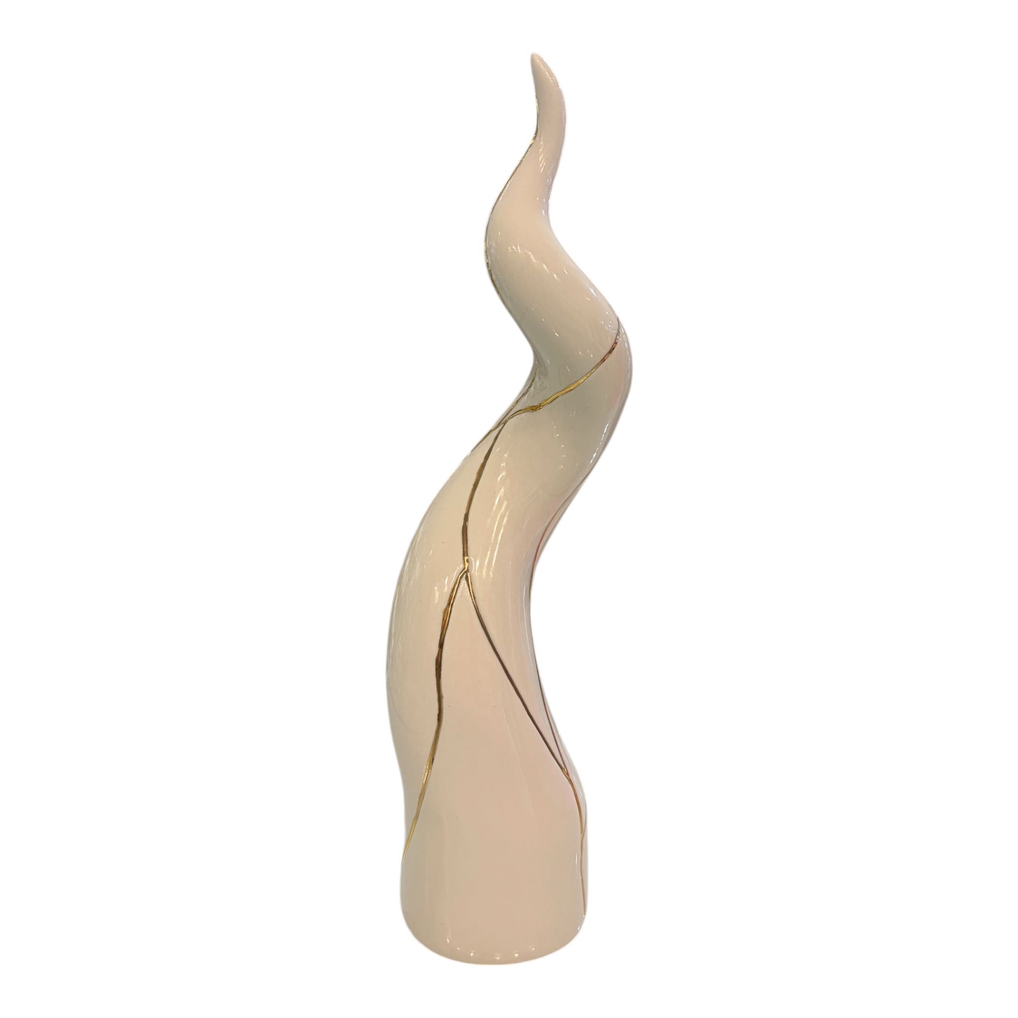 Corno in Porcellana di Capodimonte con Crepe Oro 27 h cm- Porcellane Sbrdone
