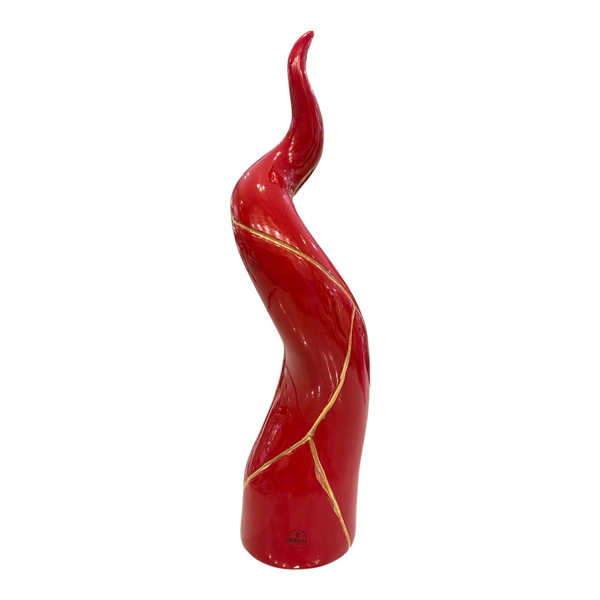 Corno in Porcellana Capodimonte con Crepe Oro 26 h cm - Porcellane Sbordone
