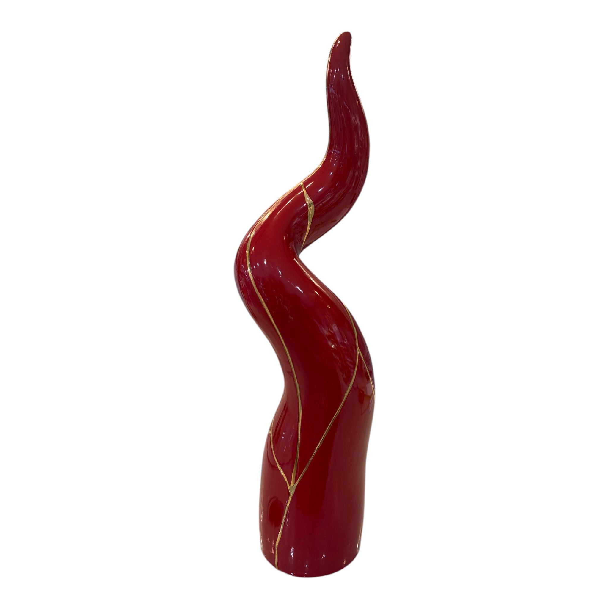 Corno in Porcellana di Capodimonte con Crepe 52 h cm - Porcellane Sbordone