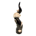 Corno in Porcellana Nera con Decori Oro 27 cm - Porcellane Sbordone