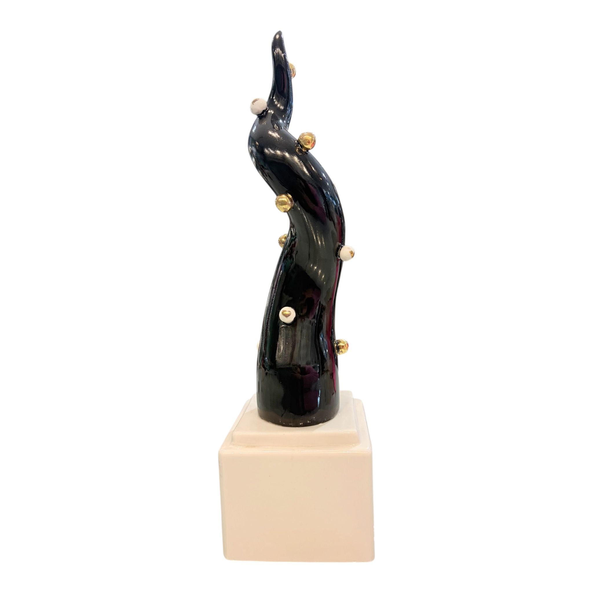 Corno Nero in Porcellana di Capodimonte 34 h cm - Porcellane Sbordone