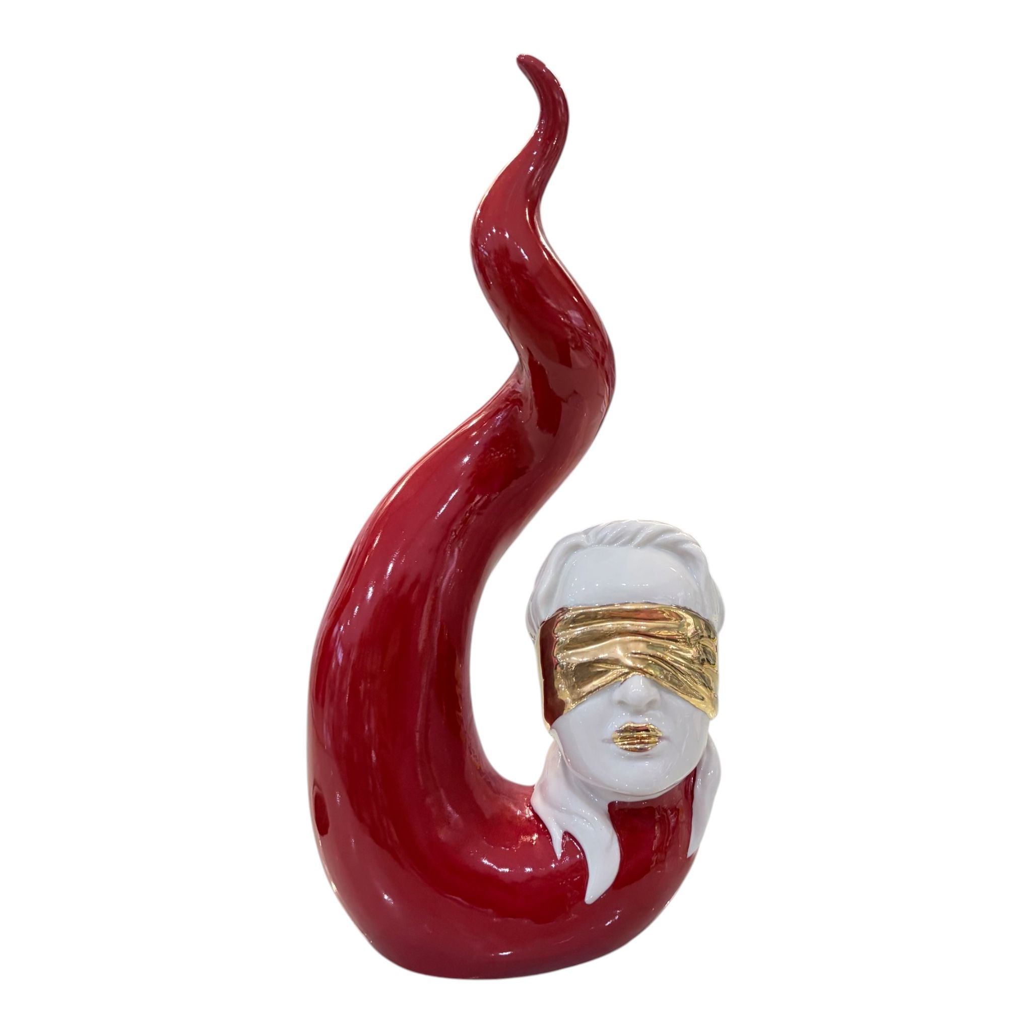 Corno Rosso con Dea Porcellana di Capodimonte 26 h cm - Porcellane Sbordone