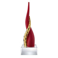Corno in Marmorino Rosso con Dettaglio Oro Base Cristallo 20 cm - Bongelli Preziosi