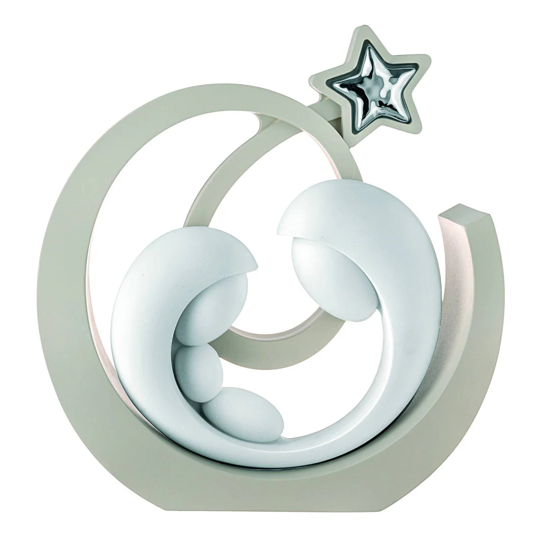 Statuina Sacra Famiglia in Marmorino con Stella Cometa  14×15 cm - Bongelli Preziosi