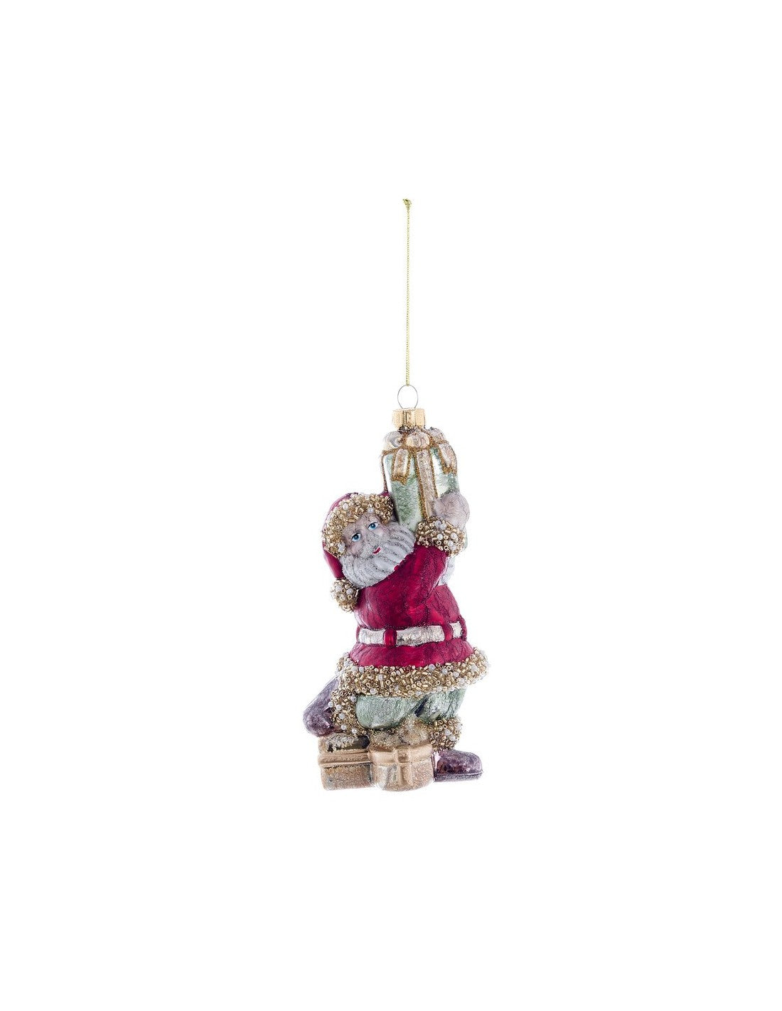 Decorazione Santa Claus Vintage con Doni in Vetro - Collezione Ornamenta