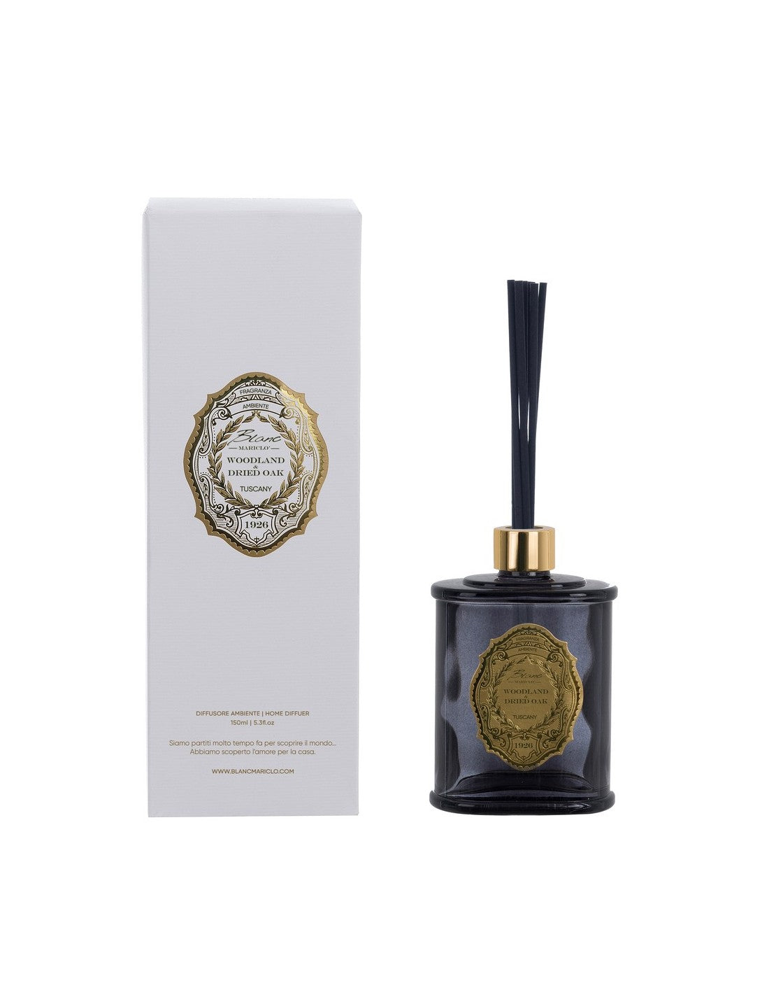 Diffusore Ambiente 150 ml Woodland & Dried Oak in Vetro Nero – Blanc MariClò