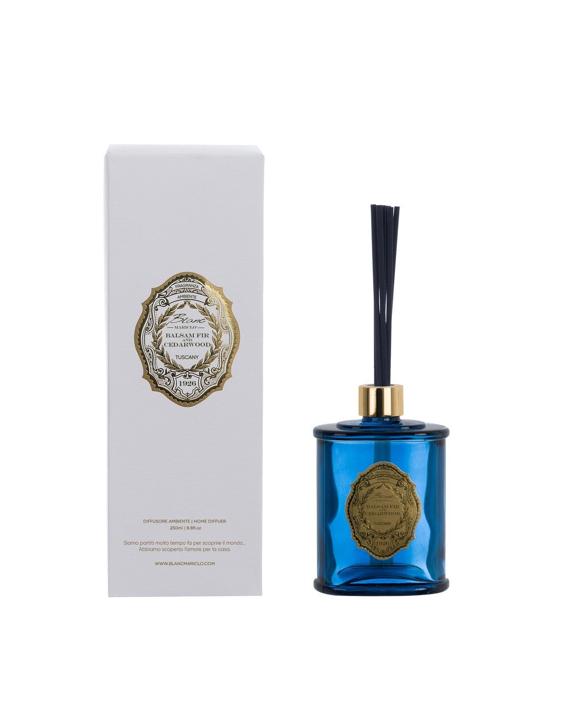 Diffusore Ambiente 250 ml Balsam Fir & Cedarwood in Vetro Blu – Blanc MariClò