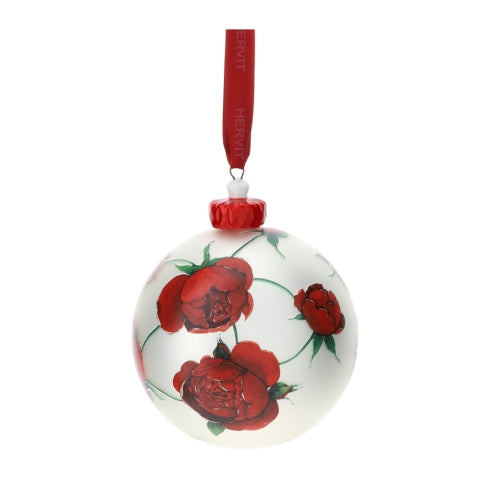 Sfera di Natale in Vetro Soffiato con Rose Rosse - Hervit