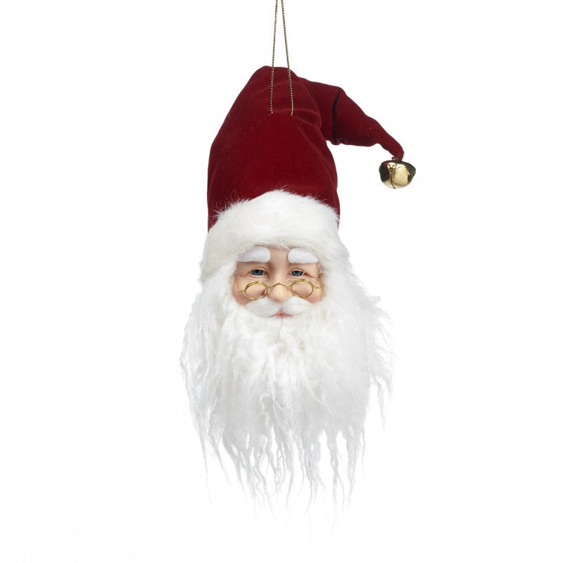 Testa di Babbo Natale con Cappello Rosso e Occhialini Oro 35,5 cm con Appendino - Goodwill