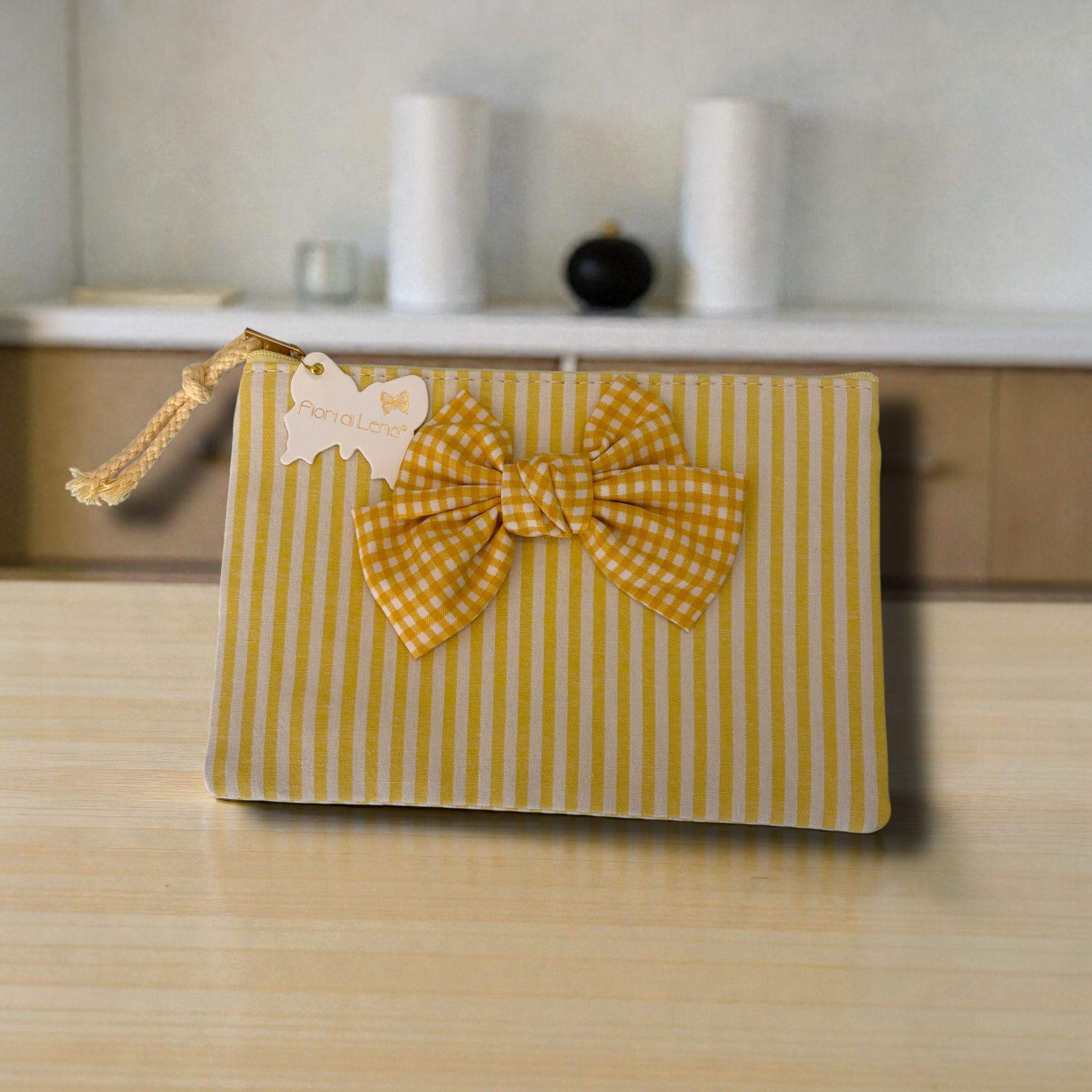 Pochette in Cotone con Fiocco 20x15 cm - Fiori di Lena