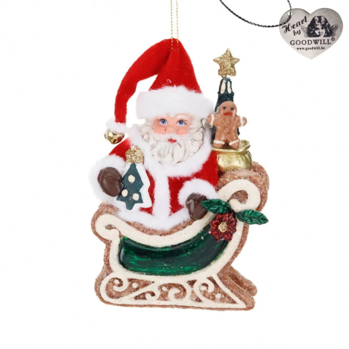 Decorazione Albero Gingerbread Santa Claus su Slitta 14 cm - Goodwill