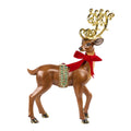 Renna in Resina con Corna LED e Fiocco in Velluto Rosso 58 cm - Goodwill