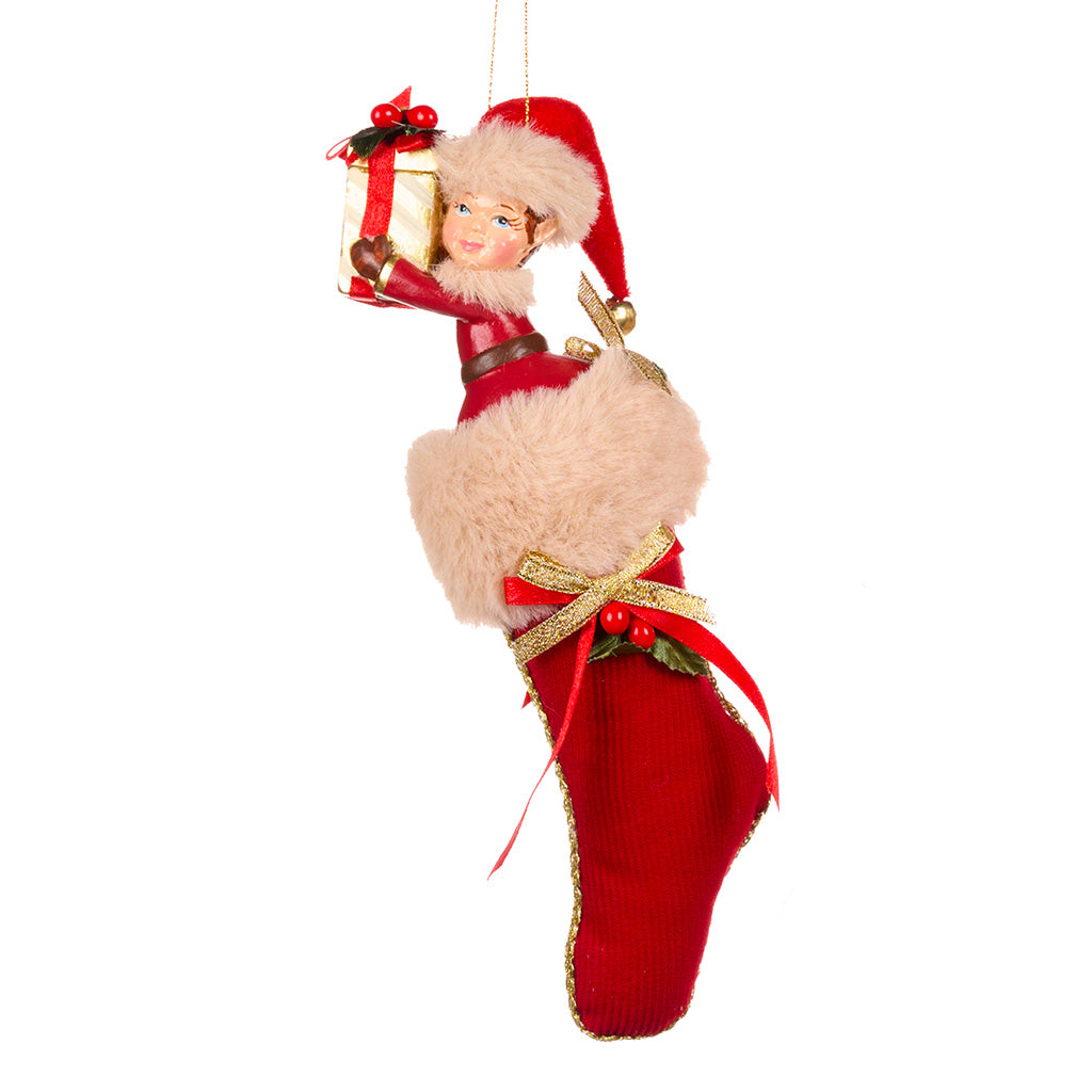 Decorazione Albero Elfetto nella Calza 23 cm - Goodwill