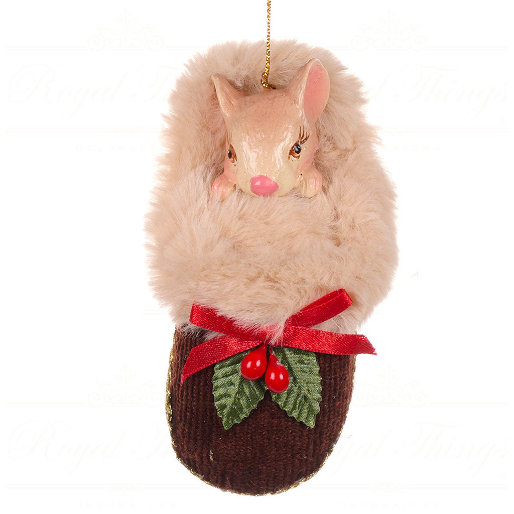 Decorazione Natalizia "Topolino nella Ciabattina" Marrone 12 cm