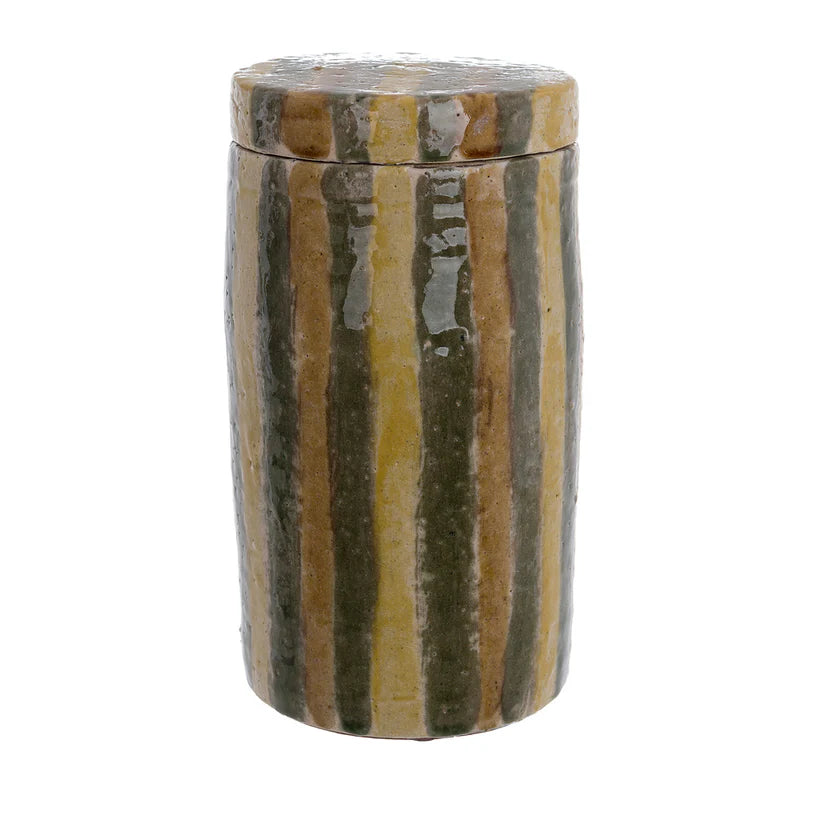 Vaso Decorativo in Ceramica con Coperchio Anticato D17xH32 cm – Blanc MariClò