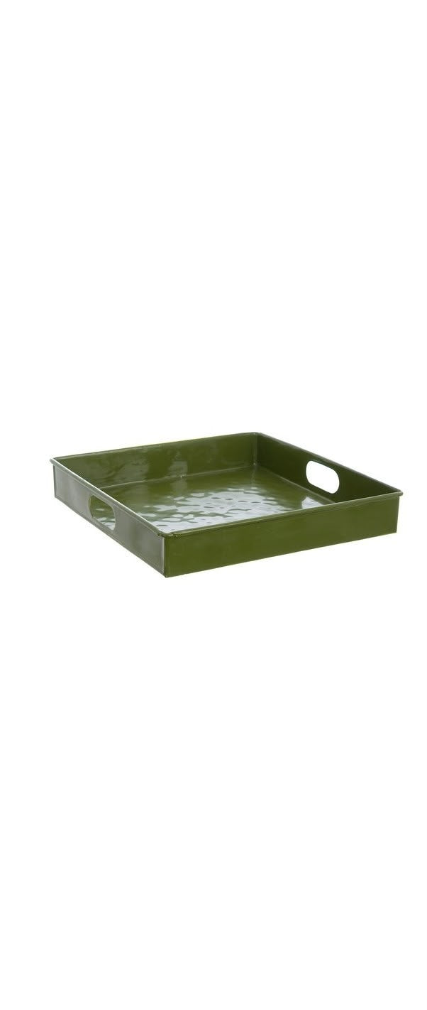 Vassoio Verde in Latta con Manici 31x31 cm - Blanc Mariclò