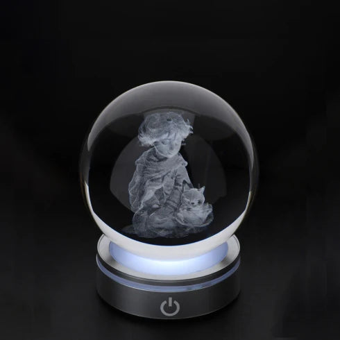 Sfera di Cristallo Piccolo Principe 3D con Base Argento 6 cm - Hervit